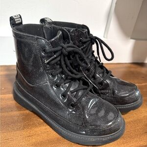 Girls UGG Riley Black Glitter Combat Boots